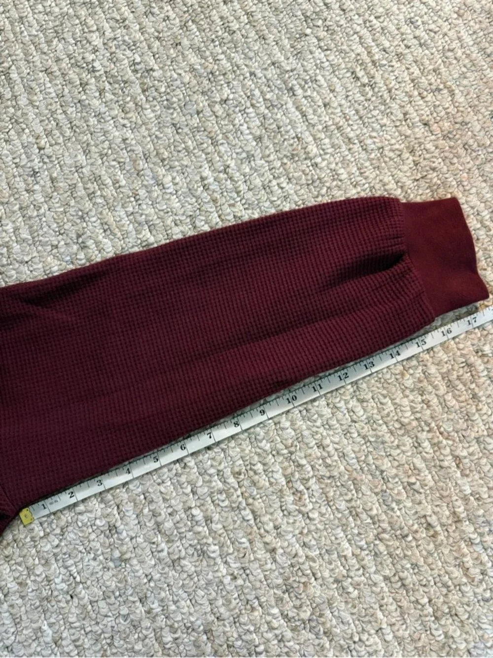 Brunette The Label Waffle Full Zip Hoodie Burgundy Medium Large